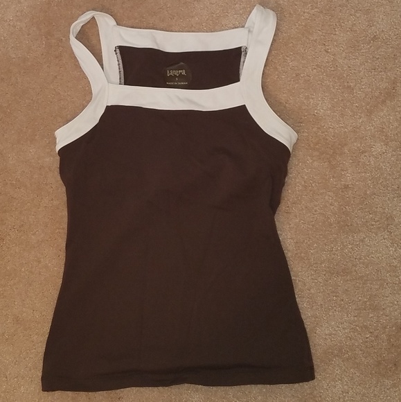 Tantra Tops - Brown and white Activewear top (4/$20)